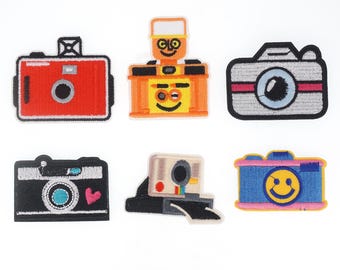 Camera Embroidered Iron On Patch, Outdoor Applique, Travel, Camping