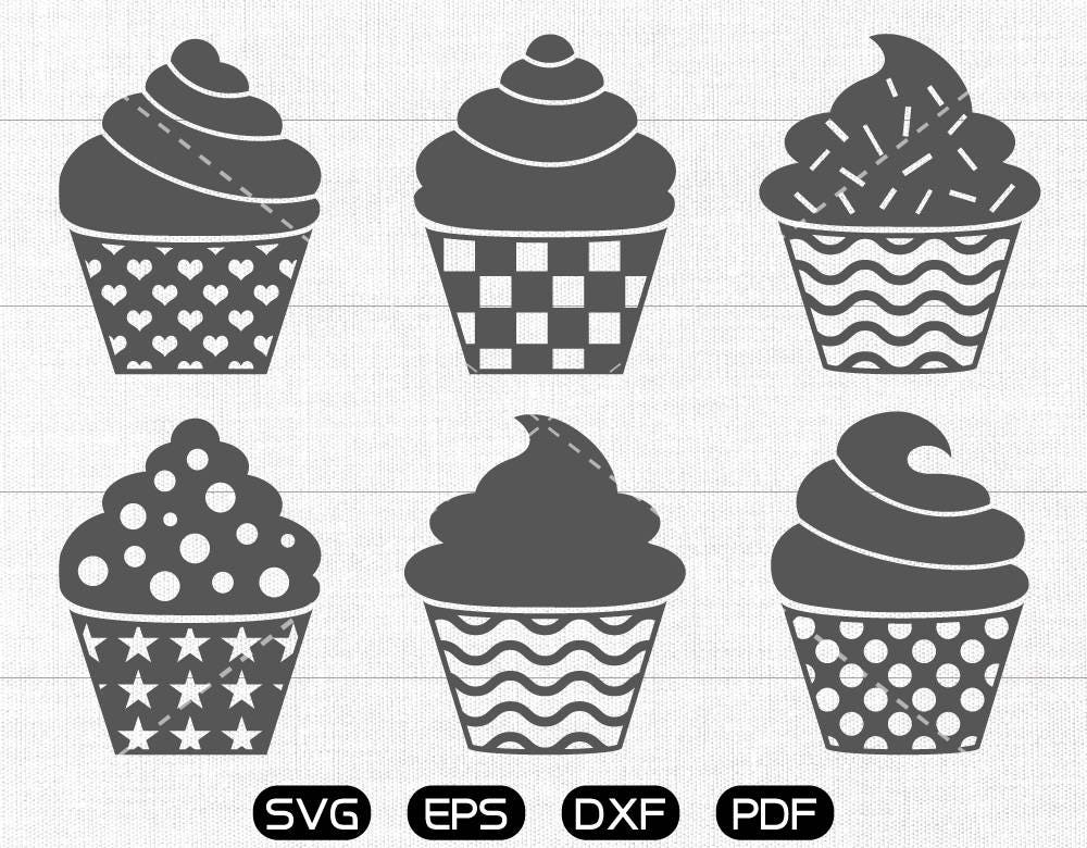 Cupcake SVG Cupcake Clipart Cricut Silhouette Cut Files Etsy