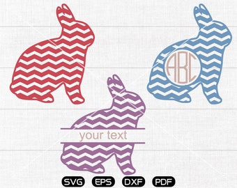 Rabbit SVG, Easter Bunny Monogram Frame svg, Chevron Bunny Clipart, cricut, cameo, silhouette cut files commercial &  personal use