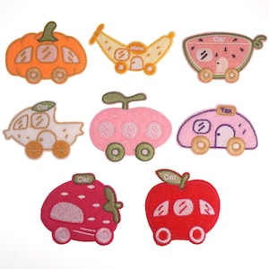 Cute Fruit Car Embroidered Self Adhesive Patch, Cartoon Car Applique
