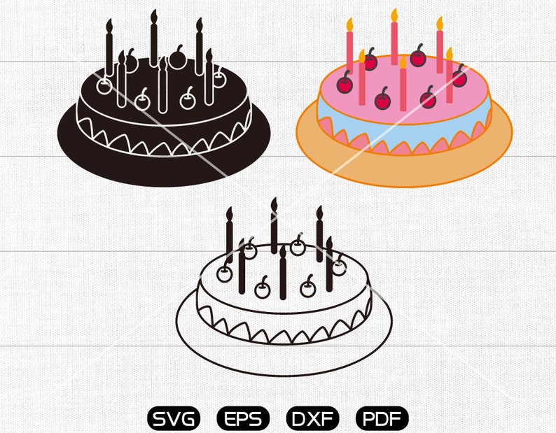 Download Clip Art Birthday Cake Clipart Birthday Cake Svg Silhouette Cut Files Commercial Use Cricut Art Collectibles