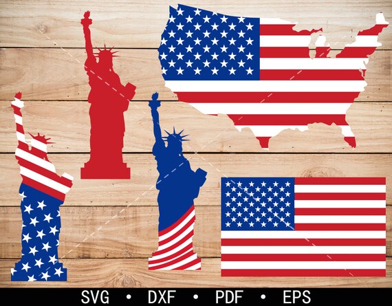 Download USA Map Clipart America Flag svg Statue of Liberty svg | Etsy