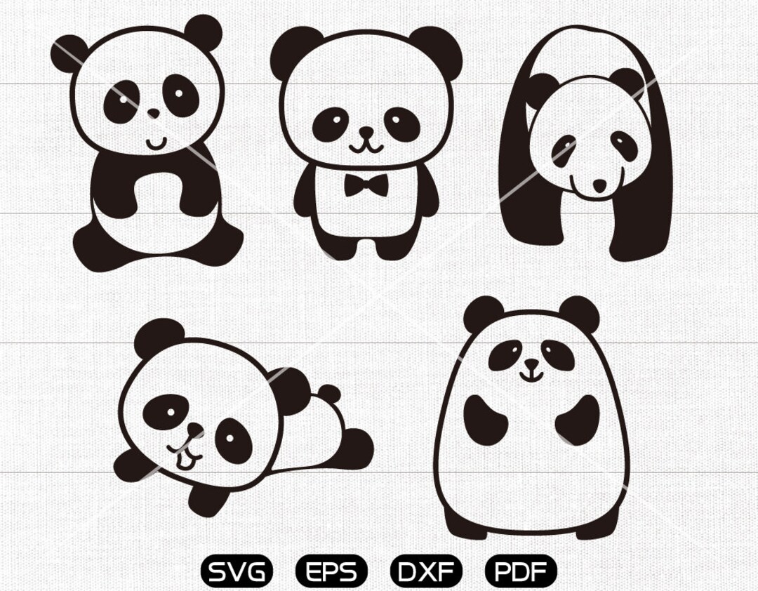 Cartoon Panda SVG Panda Clipart Cricut Silhouette Cut Files - Etsy Israel