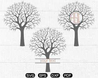 Tree Svg, Tree Clipart, Monogram Frame cricut, cameo, silhouette cut files commercial & personal use