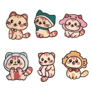Cute Cat Embroidered Self Adhesive Patch, Kitten Applique, Kitten Patch
