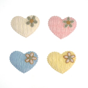 2 Pieces Cute Little Heart Embroidered Sew on Patch, Heart with Flower Fabric Applique