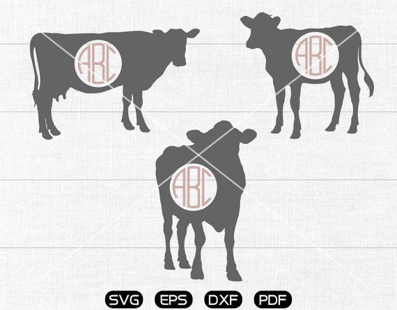 Download Cow Clipart Moo Cow Svg Monogram Frame Cricut Cameo Etsy
