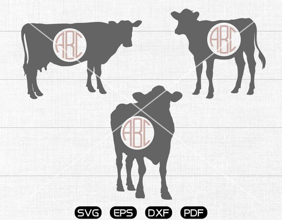 Download Cow Clipart Moo Cow Svg Monogram Frame Cricut Cameo Etsy