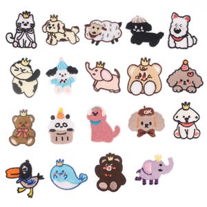 Cute Animal Embroidered Iron on Patch, Cartoon Dog Applique, Sheep, Bear