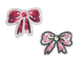 Sequins Bow Embroidered Iron On Patch, Fashion Sequins Bow Applique