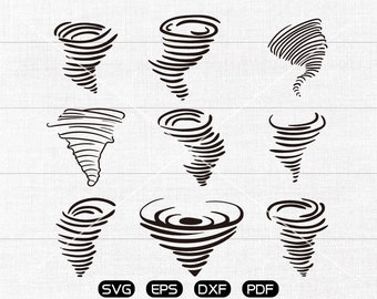 Tornado SVG, Hurricane svg, Typhoon svg, Storm Clipart, cricut, silhouette cut files commercial use