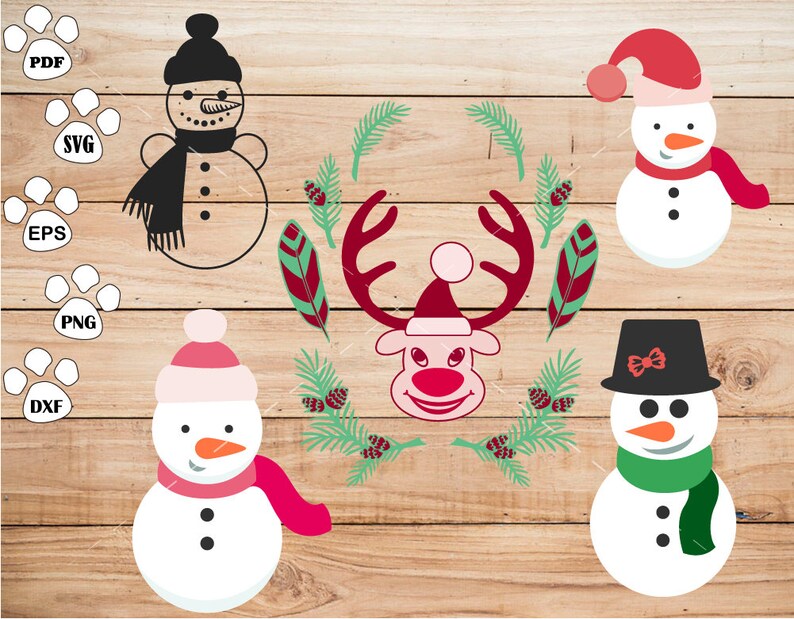 Download Snowman Clipart Christmas Reindeer Svg Cricut Cameo Etsy