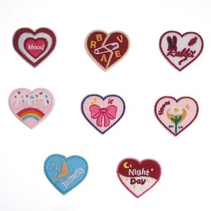 2 Pieces Little Heart Embroidered Self Adhesive Patch, Cute Heart Applique