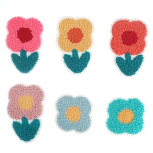 Chenille Flower Embroidered Iron On Patch, Flower Applique