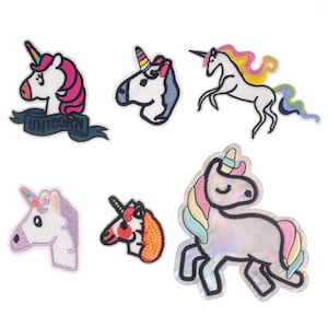 Unicorn Embroidered Iron On Patch, Adorable Unicorn rainbow colors Applique