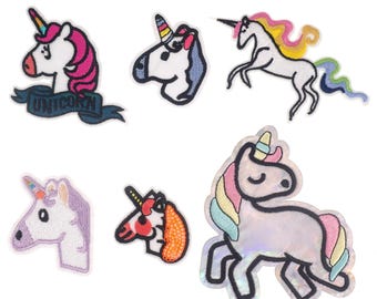 Unicorn Embroidered Iron On Patch, Adorable Unicorn rainbow colors Applique
