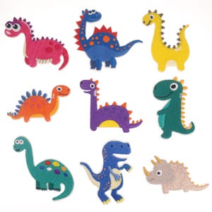 Cute Dinosaur Embroidered Self Adhesive Patch, Dinosaur Applique, Diplodocus, Triceratops, Tyrannosaurus
