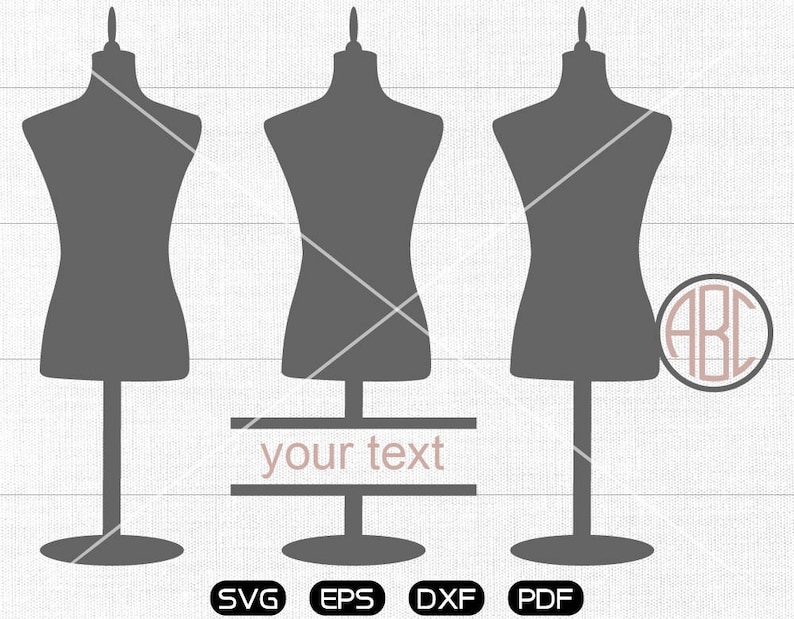 silhouette cut files commercial /& personal use Seamstress Mannequin Clipart cameo Seamstress Mannequin Svg Monogram Frame cricut