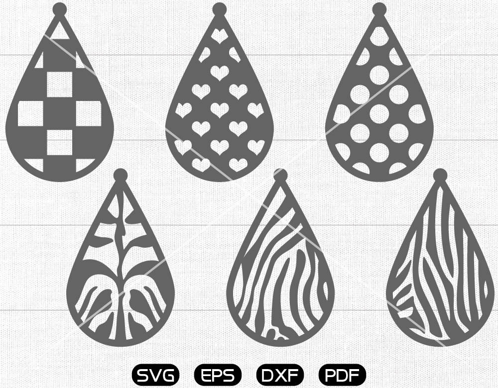 Heart Tear Drop SVG Animal Print Teardrop Earrings Svg - Etsy