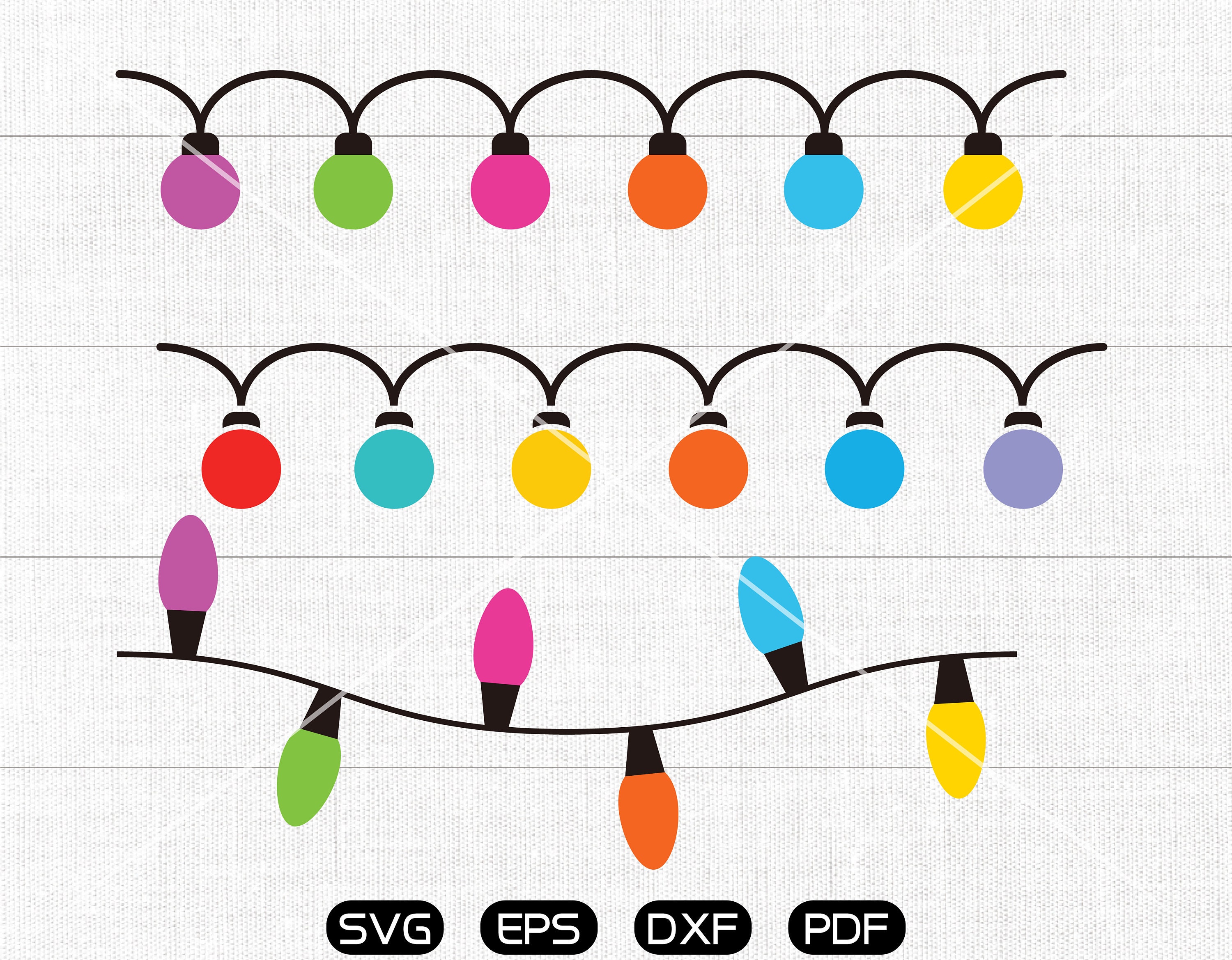Christmas Lights svg Files String of Christmas Lights Etsy Christmas Light Svg