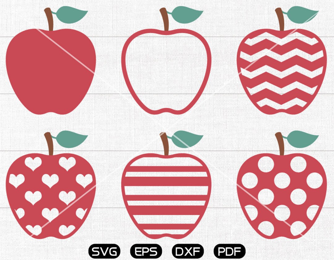 Apple Svg, Apple Clipart, Cricut, Silhouette Cut Files Commercial Use