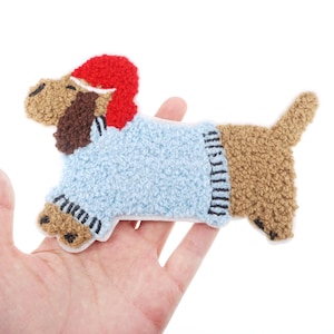 Cute Dog Embroidered Self Adhesive/Iron on Patch, Puppy Applique, Pet Patch