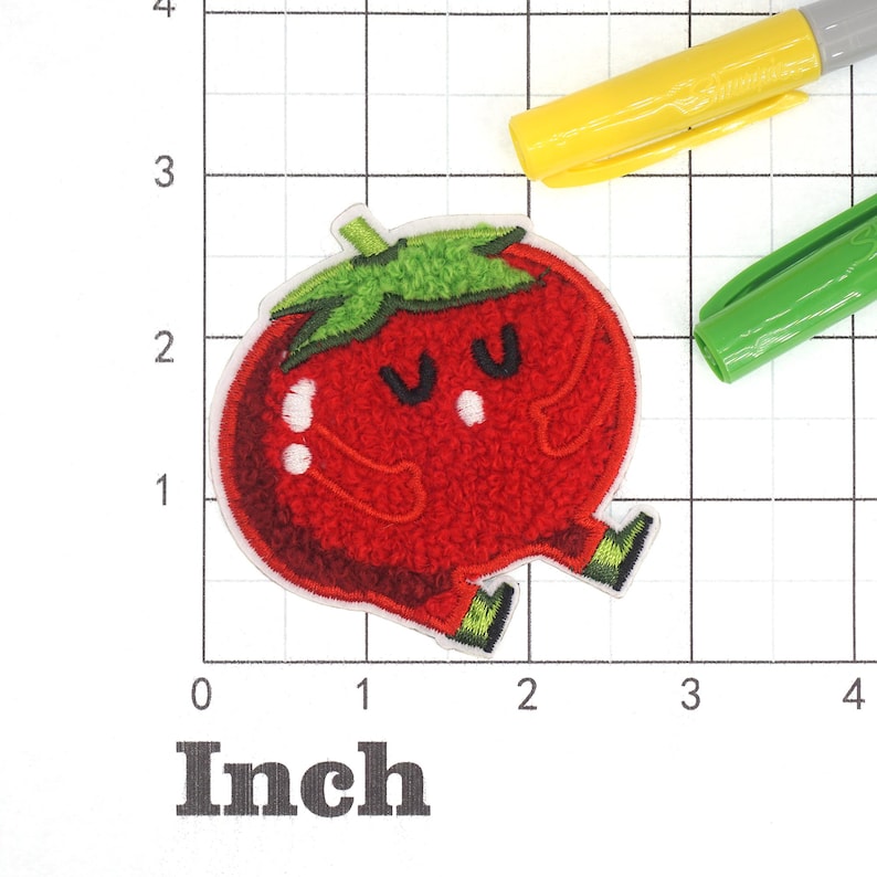 Parche autoadhesivo bordado de chenilla con forma de tomate, para verduras o frutas. Tomato
