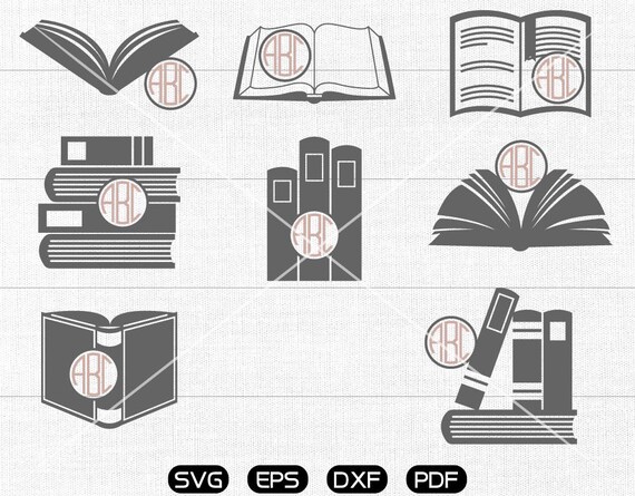 Download Book Svg library Clipart Monogram Frame cricut cameo | Etsy