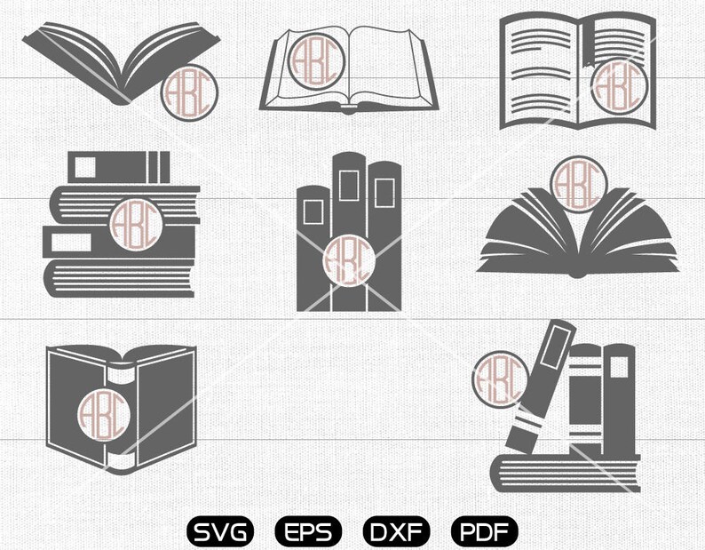Download Book Svg library Clipart Monogram Frame cricut cameo | Etsy
