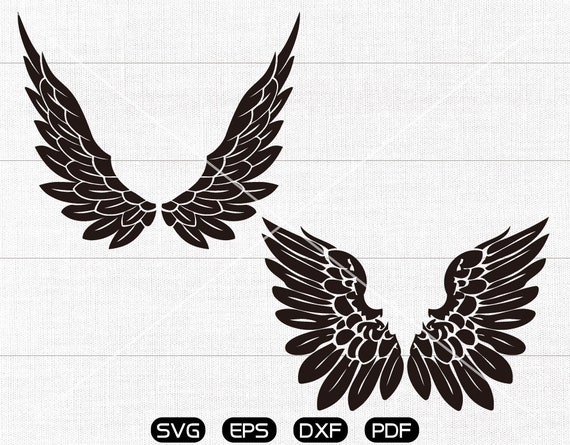 Download Wings Svg Angel Wings Clipart Cricut Silhouette Cut Files Etsy