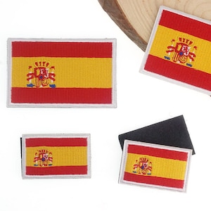 Spanish Flag Embroidered Iron on Patch, Spain Hook And Loop Applique