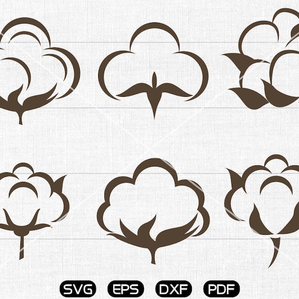 Cotton SVG, Cotton Boll Clipart, cricut, silhouette cut files commercial use