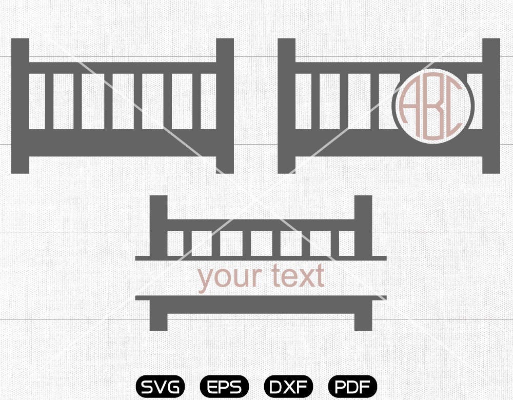 Baby Crib Svg Cute Baby Crib Clipart Monogram Frame cricut Etsy