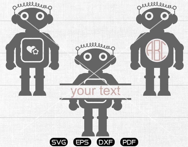 cameo Monogram Frame cricut Robot Svg silhouette cut files commercial /& personal use Robot Clipart