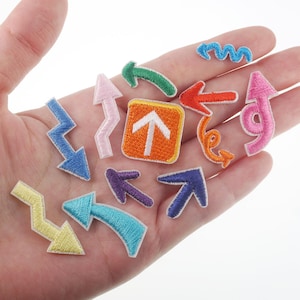 Set of 12, Tiny Arrow Embroidered Iron On Patch, Mini direction Badge Applique