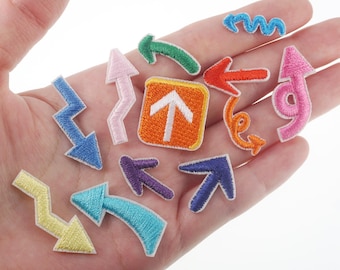 Set of 12, Tiny Arrow Embroidered Iron On Patch, Mini direction Badge Applique