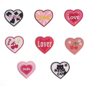 2 Pieces Cute Little Heart Embroidered Self Adhesive Patch, Heart Applique