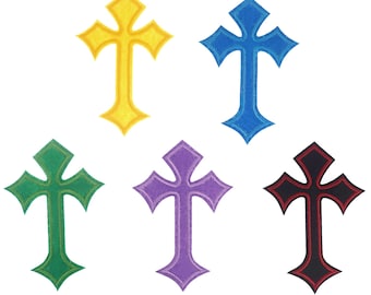 Gothic Cross Sew Embroidered Iron On Patch, Crucifix Applique