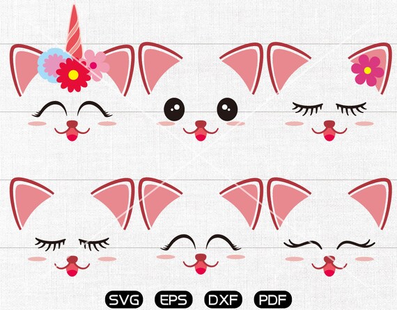 Download Cat Faces Clipart Kittens Svg Unicorn Emoji Cute Kitty Etsy