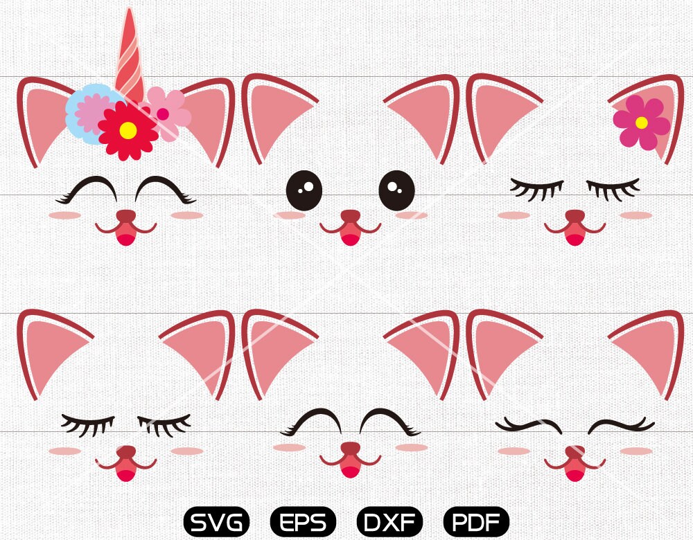 Download Cat Faces Clipart Kittens Svg Unicorn Emoji Cute Kitty Etsy