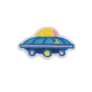 UFO Embroidered Iron On Patch, UFO Badge Applique