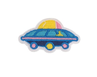 UFO Embroidered Iron On Patch, UFO Badge Applique