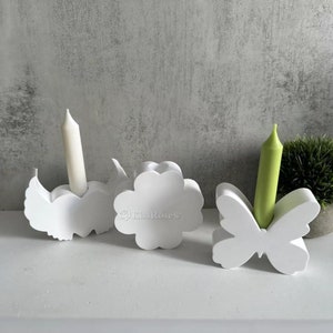Butterfly candle holder silicone mold-Plaster/concrete candle holder mold-Heart-shaped candlestick mold-Four Leaf Clover candle base mold