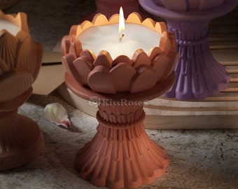 3 styles lotus candle vessel silicone mold-Flower candle container mold-Gypsum concrete candle cup mold-Candle holder resin mold-Home decor