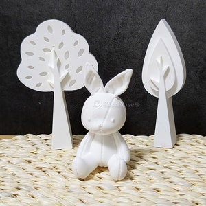 Doll Rabbit Silicone Mold-Cute Rabbit Resin Mold-Forest Rabbit Mold-Tree Plaster Mold-DIY Easter Decoration Mold-Resin Rabbit Keychain Mold