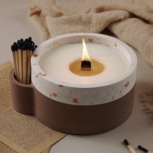Silicone Candle Vessel Mold-Match Holder Concrete Mold-Jesmonite Candle Jar Mold-Cement Candle Cup Mold-Round Candle Container Mold