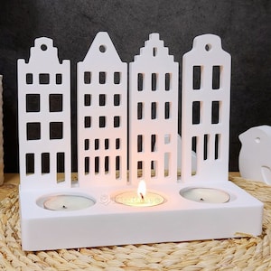 Silicone mold-Hollow House insert mold for Tea light Holder-Silicon Tower Plaster Mold For Tealight holder-Tall House Casting Molds