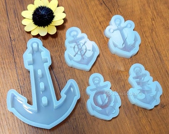 6 styles silicone anchor mold-concrete anchor pendant mold-anchor resin mold-plaster anchor keychain mold-Anchor ornament resin art mold