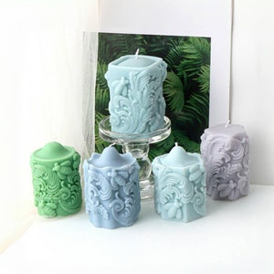 Embossed bees candle silicone mold-5 Styles Plant vines candle molds-Scented pillar candle mold-Cylindrical candle mold-beeswax candle mould