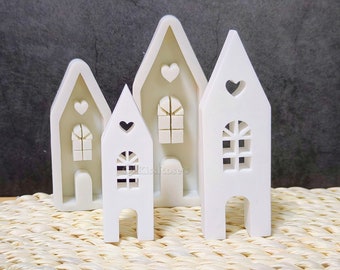 2 Size house silicone mold-Light house concrete mold-Hollow heart church plaster mold-Candle/Epoxy Resin steeple tower mold-Home decoration